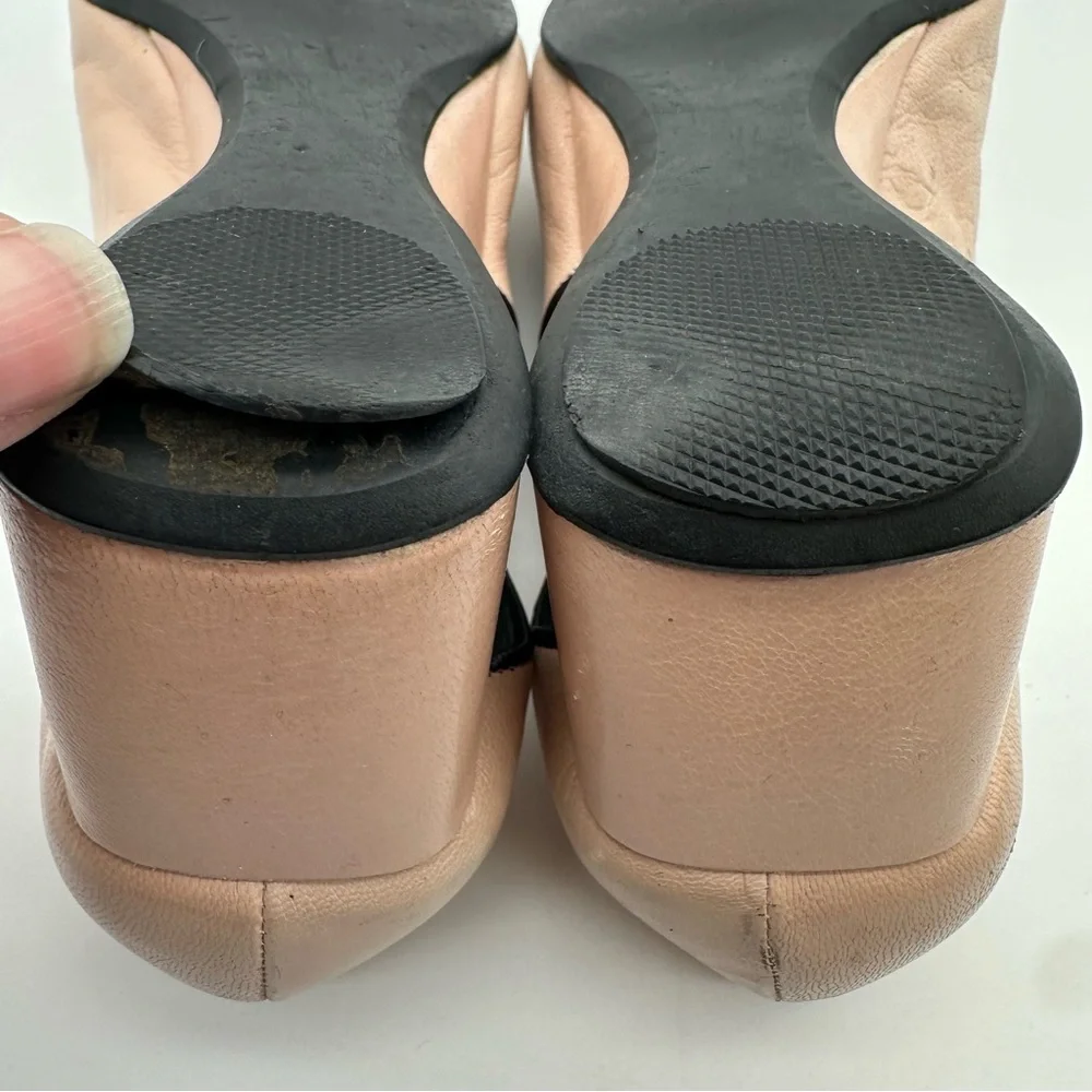 Gentle Souls Blush Pink Leather Wedge Mary Jane Shoes
